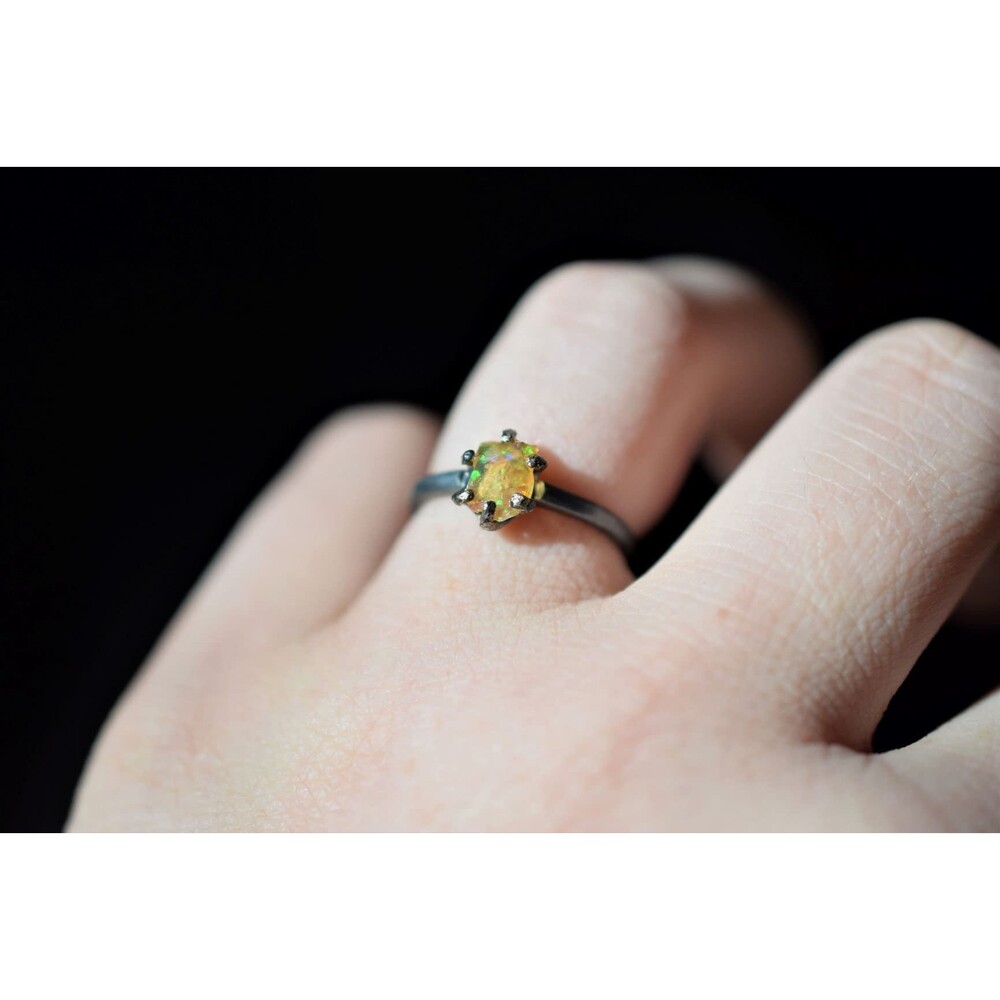 Engagement ring Raw Stone opal ring, rough opal, natural opal, alternative , jew